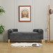 Wide Corduroy Storage Soft Bench With Armrests, Backrest And Two Bolster Pillows