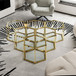 Modern Coffee Table With Double Layer Tempered Glass And Polygonal Design