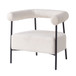Modern Boucle Fabric Upholstered Accent Chair, Curved Armchair With Metal Frame - White