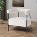 Modern Boucle Fabric Upholstered Accent Chair, Curved Armchair With Metal Frame - White