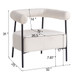 Modern Boucle Fabric Upholstered Accent Chair, Curved Armchair With Metal Frame - White