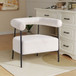 Modern Boucle Fabric Upholstered Accent Chair, Curved Armchair With Metal Frame - White
