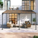 Outdoor Wall Mounted Gazebo With Sloped Roof Design, Uv Protection, And Durable Iron Frame - Gray