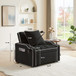 Convertible 3 In 1 Sofa Bed With Adjustable Sleeper Chair And Multi Pockets - Black