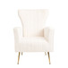 Velvet Wingback Accent Chair With Legs, Upholstered Single Sofa - White