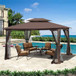 13 0 Outdoor Patio Gazebo Canopy Tent With Ventilated Double Roof And Mosquito Net (Detachable Mesh Screen On All Sides) Suitable For Lawn Garden Backyard And Deck Top - Brown