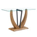 Modern Minimalist Rectangular Glass Table With Tempered Glass Top And Wood Grain Legs For Entrance And Living Room - Transparent