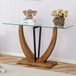 Modern Minimalist Rectangular Glass Table With Tempered Glass Top And Wood Grain Legs For Entrance And Living Room - Transparent