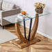 Modern Minimalist Rectangular Glass Table With Tempered Glass Top And Wood Grain Legs For Entrance And Living Room - Transparent