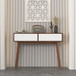 Rustic Entryway Console Table With Carved Panel Drawers And Wood Legs - Natural