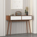 Rustic Entryway Console Table With Carved Panel Drawers And Wood Legs - Natural
