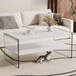 Modern Double Rectangular Coffee Table With Storage Function And Transparent Tempered Glass - White