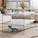 Modern Double Rectangular Coffee Table With Storage Function And Transparent Tempered Glass - White