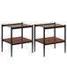 Modern Rectangle End Table (Set of 2) With Tempered Glass Tabletop And Layer - Brown