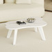 Modern Minimalist Imitation Marble Coffee Table With Solid Wood Legs And Cloud Shape Design - White