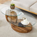 Modern Natural Wood Grain Double Layer Coffee Table Versatile Design - Natural Wood / Transparent