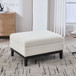 Upholstered Storage Ottoman With Reversible Lid Coffee Table With Rubberwood Legs