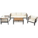 4 Pieces Outdoor Sectional Sofa Set 5 Person Patio Seating Group Outdoor Conversation Set With Cushions And A Coffee Table For Patios