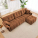 Sofa Set With Ottoman And Pillows, Textured, High Resilience Cushions