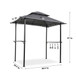 Outdoor Grill Gazebo With Double Tier Soft Top Canopy, Steel Frame, Bar Counters & Hook