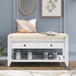 Multipurpose Entryway Shoe Rack With Cushioned Seat And Drawers