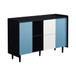 Modern Sideboard Buffet Cabinet With Red Doors And Unique Panel Styling