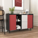 Modern Sideboard Buffet Cabinet With Red Doors And Unique Panel Styling