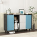 Modern Sideboard Buffet Cabinet With Red Doors And Unique Panel Styling