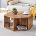 Hexagonal Coffee Table With Characteristic Pattern Stickers And Multi-Hole Design For Extra Storage