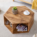 Hexagonal Coffee Table With Characteristic Pattern Stickers And Multi-Hole Design For Extra Storage