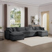 Modern Oversized Modular Cushion Sofa With Ottoman, Low Back, Deep Seating Sofa Set