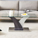 Artistic Rectangular Coffee Table With Tempered Glass Countertop