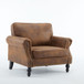 Rolled Arm Sofa With Nailhead Trim, 1 Seater Upholstered Couch With Wooden Legs