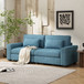 Modern Fabric Sofa With Plush Cushions, Sleek Arm Design