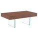 Natural Style Coffee Table With Glass Legs - Wood Grain Texture