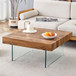 Natural Style Coffee Table With Glass Legs - Wood Grain Texture