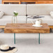 Natural Style Coffee Table With Glass Legs - Wood Grain Texture