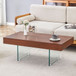 Natural Style Coffee Table With Glass Legs - Wood Grain Texture