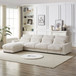 Corduroy With Cup Holder Super Large L Shaped Sofa, Movable Footrest, 4 Waist Pillows And 4 Back Cushion, With USB Port And Type - C Port - Beige