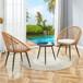 Modern 3 Piece Set, Anti - Spill Round Coffee Table, 2 Rattan Swivel Chairs, Outdoor Patio Furniture For Tea Time - Black / Wood