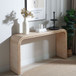 Console Table With Wood Beads Curved Waterfall Style Table - Antique Natural / Natural / Rustic / Natural / White