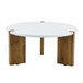 Minimalist Circular Coffee Table With Embedded Leg Design - White / Wood