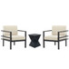 Modern 3 Piece Outdoor Patio Seating Set With Aluminum Frame And Weather Resistant Cushions - Beige / Gray