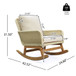 Contemporary Minimalist Wicker Rocking Chair Set With Soft Polyester Cushions And Durable Wooden Frame For Indoor And Outdoor Spaces - Ivory