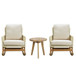Cushioned Rattan Rocking Chairs With Wooden Accent Table Modern 3 Piece Outdoor Seating Set For Patio Relaxation - Ivory