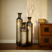 Modern Droplet Shaped Floor Vase Set, Glazed Metal Decorative Vases 3 Piece Home Accent For Living Room - Gold / White