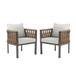 2 Pieces Outdoor Metal Patio Club Chair, Patio Furniture Arm Chair With Cushion, Modern Outdoor Furniture Deep Seating For Porch, Garden, Backyard, Balcony - Brown / Light Gray