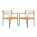 Creative Braided Acacia Wood Outdoor Dining Table And Chairs With Armrests (Set of 2) - Teak / White