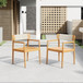 Creative Braided Acacia Wood Outdoor Dining Table And Chairs With Armrests (Set of 2) - Teak / White