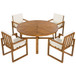 5 Piece Outdoor Patio Dining Set With 4 Armchairs And Table - Beige